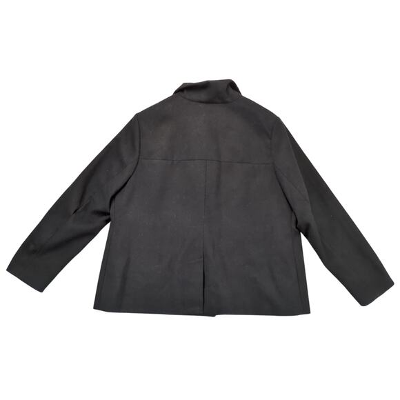 Old Navy Black Pea Coat Women's XL Concealed Buttons Flannel Boxy Retro Mod - Picture 3 of 10